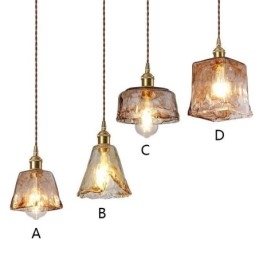 Lampada a sospensione in vetro mini unica in stile giapponese, colore ambra, illuminazione decorativa