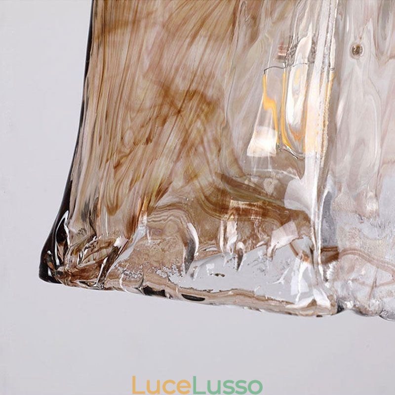 Lampada a sospensione in vetro mini unica in stile giapponese, colore ambra, illuminazione decorativa