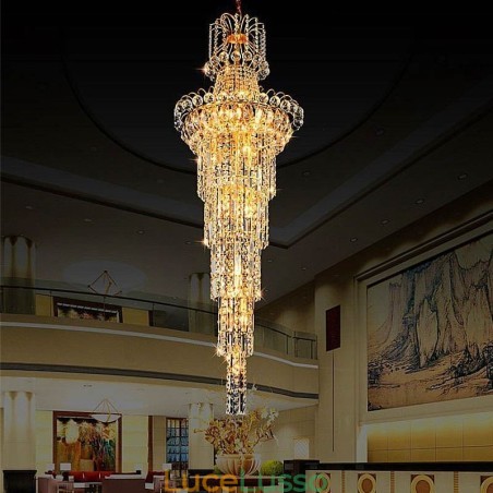 Lampadario di cristallo europeo a sospensione lunga Lampadario di cristallo europeo a sospensione lunga