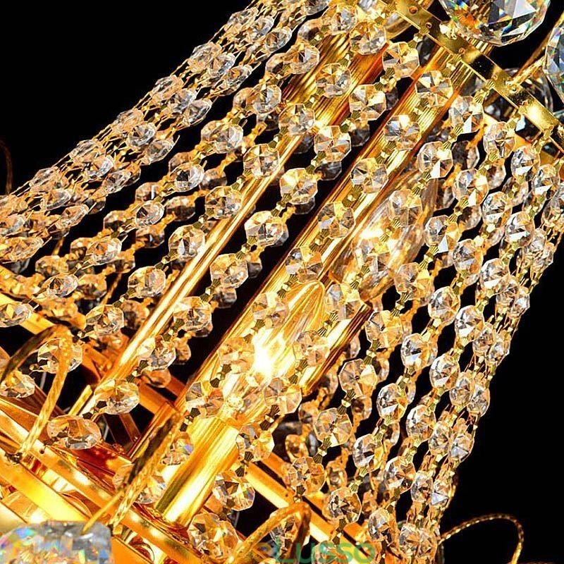 Lampadario di cristallo europeo a sospensione lunga