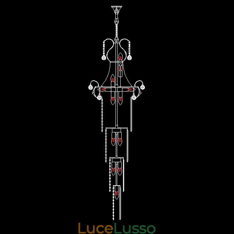 Lampadario di cristallo europeo a sospensione lunga