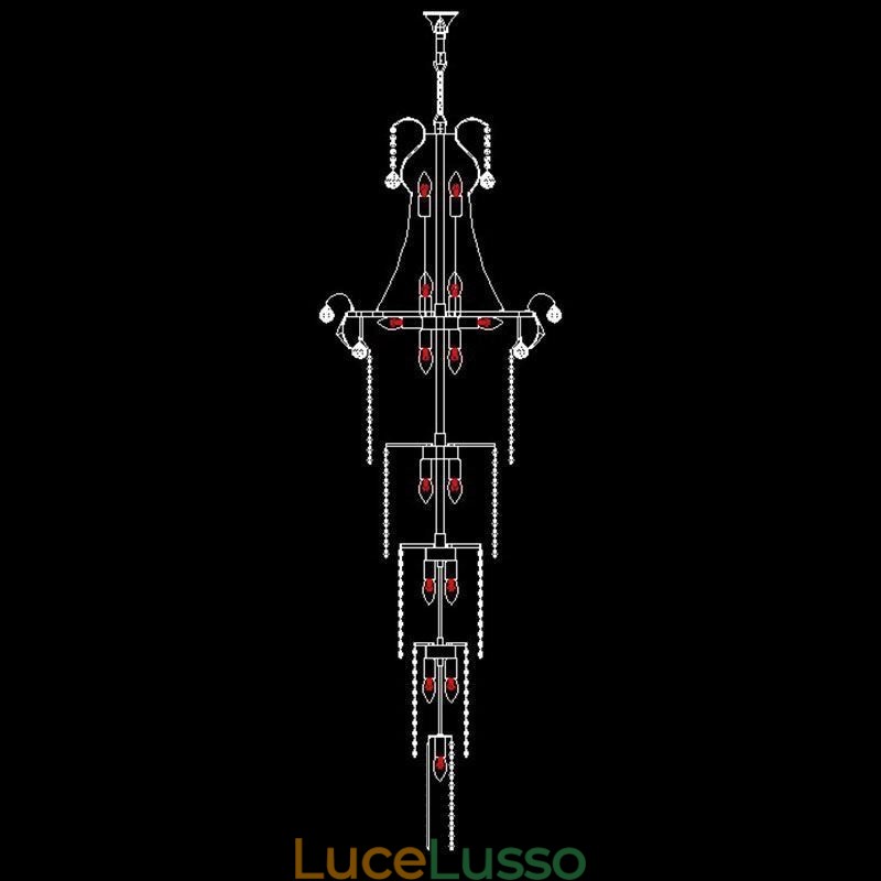 Lampadario di cristallo europeo a sospensione lunga