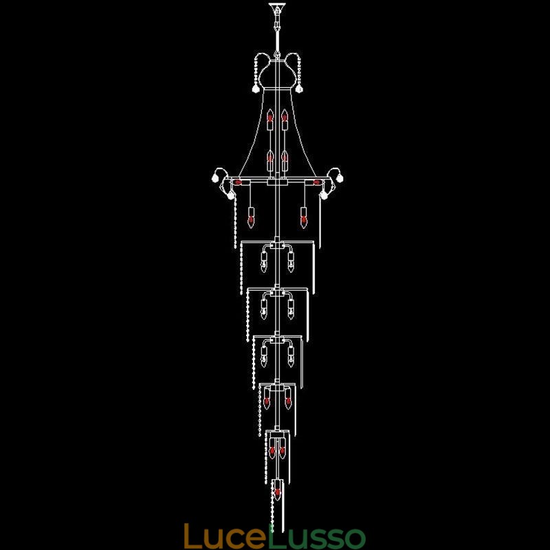 Lampadario di cristallo europeo a sospensione lunga