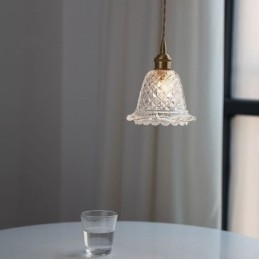 Lampada a sospensione moderna in vetro con fiore, 1 luce, lampada decorativa