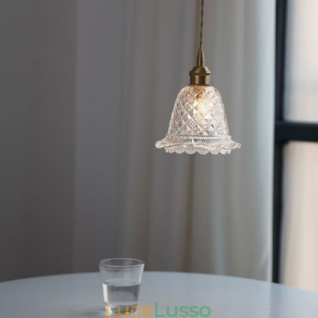 Lampada a sospensione moderna in vetro con fiore, 1 luce, lampada decorativa Lampada a sospensione moderna in vetro con fiore, 1 luce, lampada decorativa
