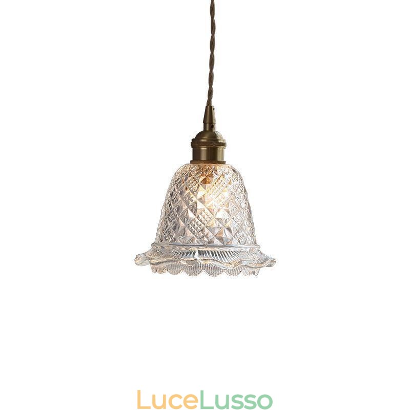 Lampada a sospensione moderna in vetro con fiore, 1 luce, lampada decorativa