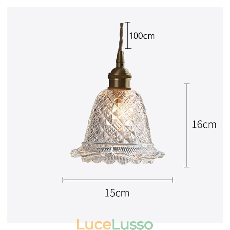 Lampada a sospensione moderna in vetro con fiore, 1 luce, lampada decorativa