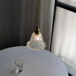 Lampada a sospensione moderna in vetro con fiore, 1 luce, lampada decorativa