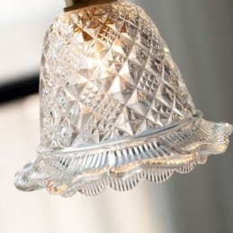 Lampada a sospensione moderna in vetro con fiore, 1 luce, lampada decorativa
