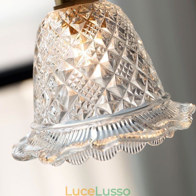 Lampada a sospensione moderna in vetro con fiore, 1 luce, lampada decorativa