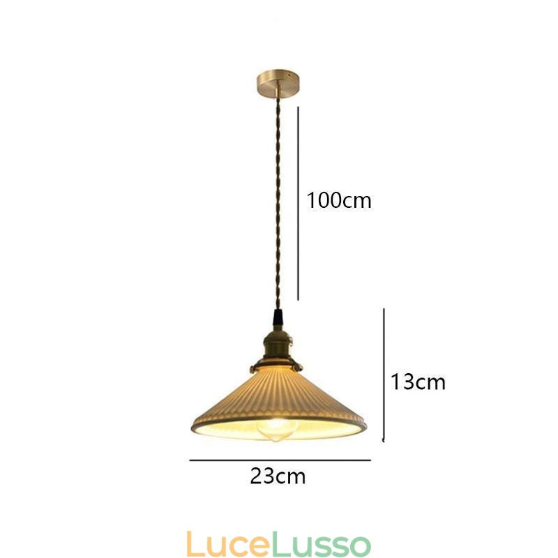 Lampada a sospensione in ceramica in stile giapponese, lampada a sospensione retrò plissettata