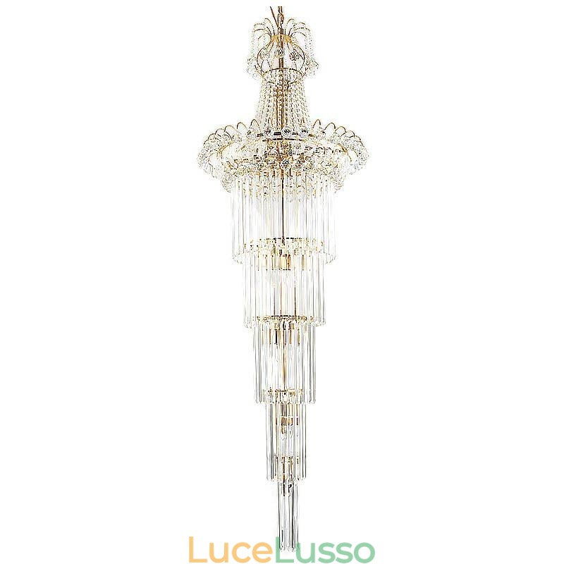 Elegante lampadario di cristallo a sospensione lunga