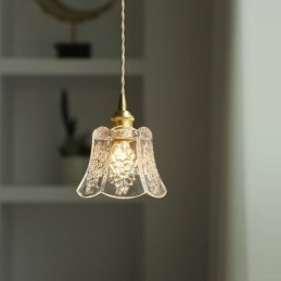 Lampada a sospensione a forma di fiore, lampadario decorativo minimalista in vetro