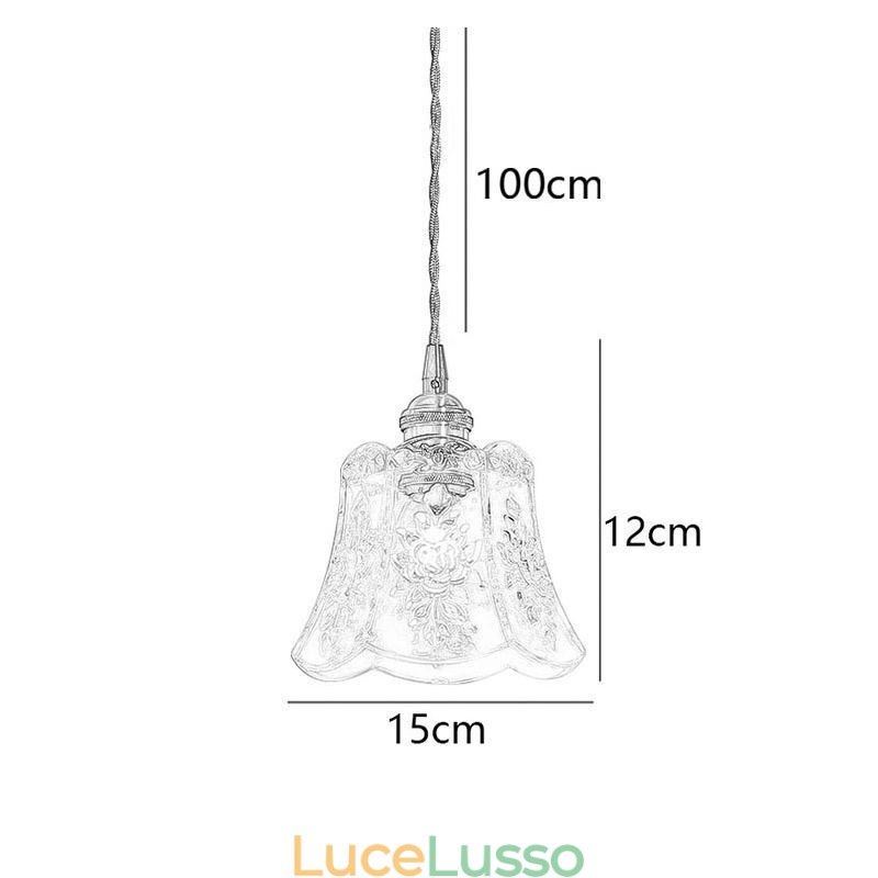 Lampada a sospensione a forma di fiore, lampadario decorativo minimalista in vetro