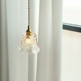 Lampada a sospensione a forma di fiore, lampadario decorativo minimalista in vetro