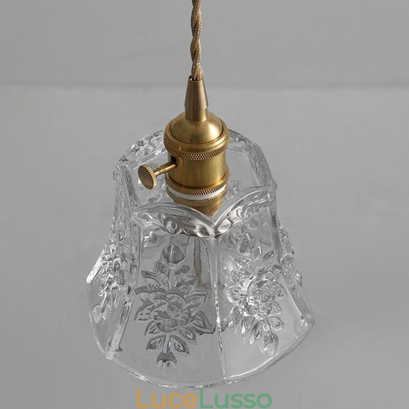 Lampada a sospensione a forma di fiore, lampadario decorativo minimalista in vetro