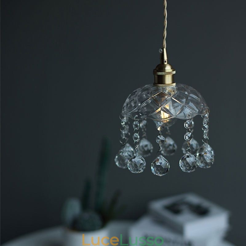 Moderna mini lampada a sospensione in vetro 1 luce decorativa lampadario