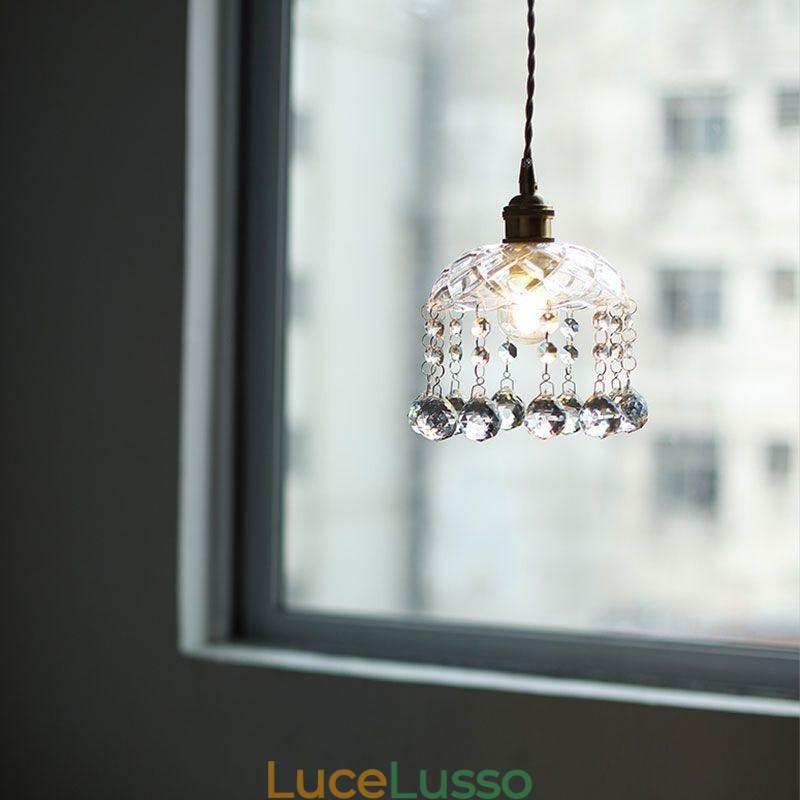 Moderna mini lampada a sospensione in vetro 1 luce decorativa lampadario