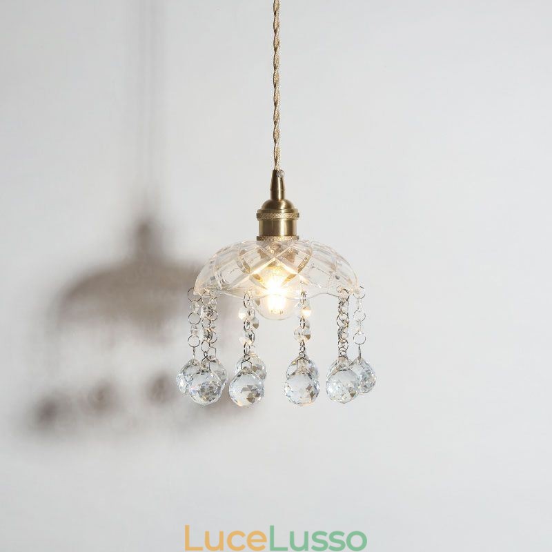 Moderna mini lampada a sospensione in vetro 1 luce decorativa lampadario