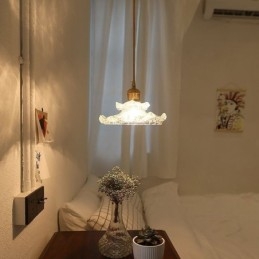 Lampada a sospensione in vetro in stile giapponese Lampada a sospensione in vetro di loto