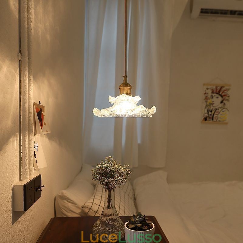 Lampada a sospensione in vetro in stile giapponese Lampada a sospensione in vetro di loto