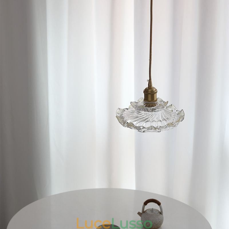 Lampada a sospensione in vetro in stile giapponese Lampada a sospensione in vetro di loto