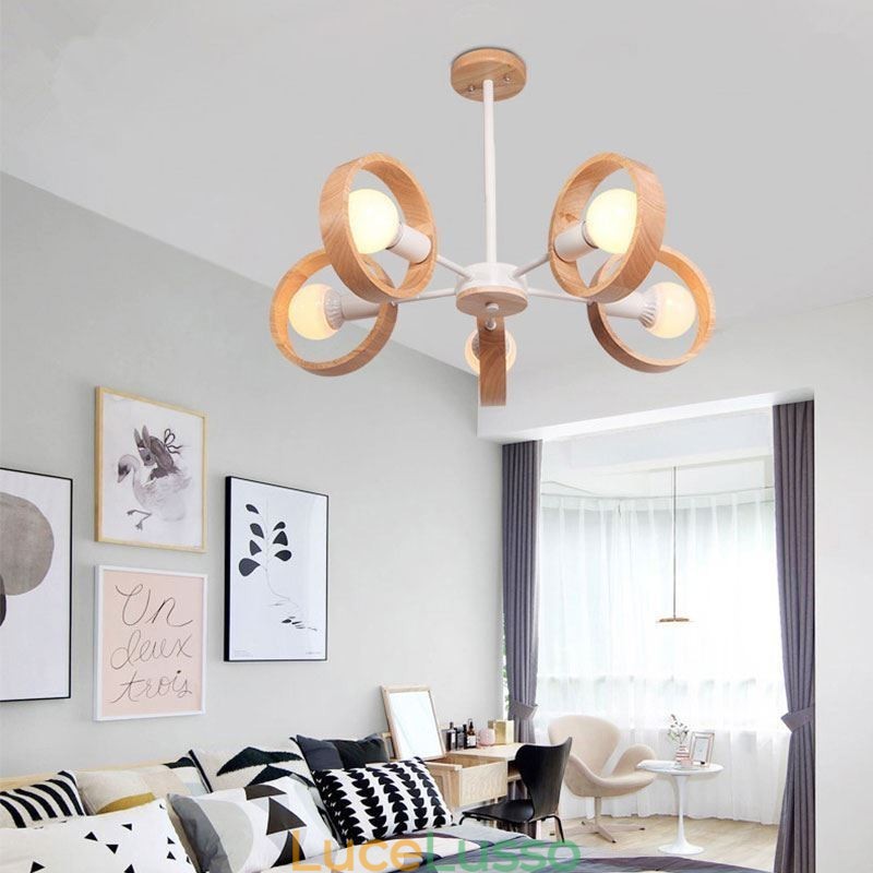 Lampada a sospensione in legno unica nordica