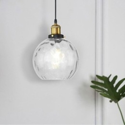 Lampada a sospensione in vetro contemporaneo Lampada a sospensione in vetro con motivo ad acqua rotonda