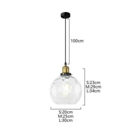 Lampada a sospensione in vetro contemporaneo Lampada a sospensione in vetro con motivo ad acqua rotonda