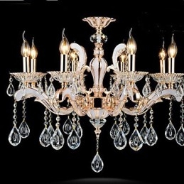 Lampade in lega di zinco con pendente in cristallo di candela di lusso in stile europeo