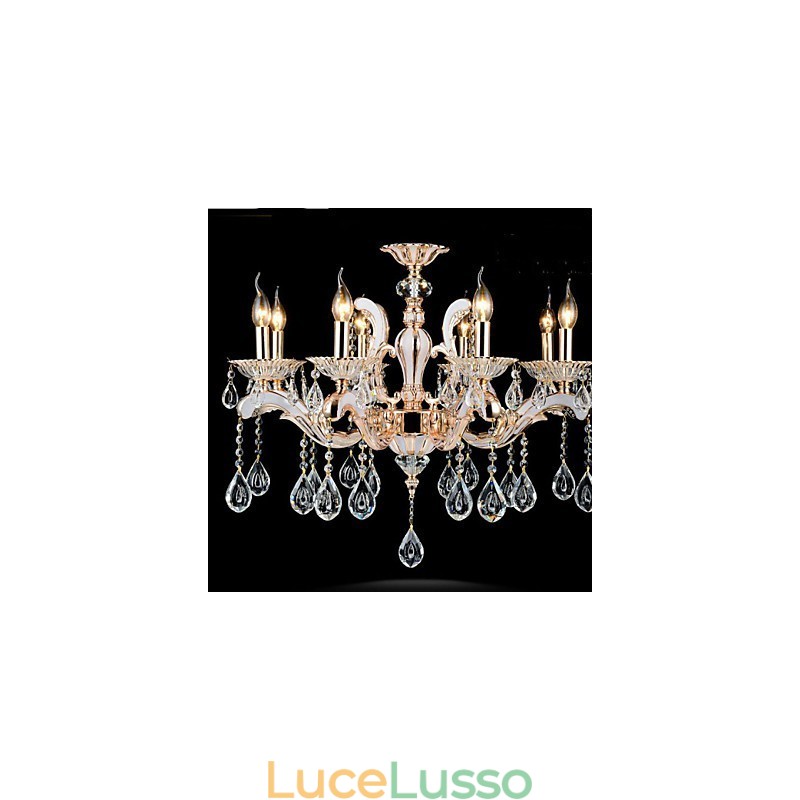 Lampade in lega di zinco con pendente in cristallo di candela di lusso in stile europeo