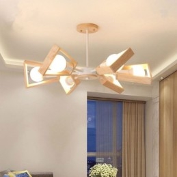 Lampadario moderno a forma di ventaglio, elegante lampada a sospensione in legno