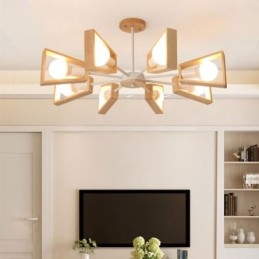 Lampadario moderno a forma di ventaglio, elegante lampada a sospensione in legno