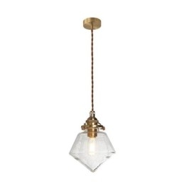 1 lampada a sospensione in vetro a forma di diamante, lampada a bolle in vetro