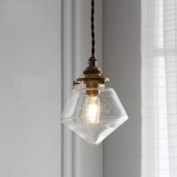 1 lampada a sospensione in vetro a forma di diamante, lampada a bolle in vetro