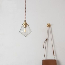 1 lampada a sospensione in vetro a forma di diamante, lampada a bolle in vetro