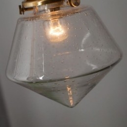 1 lampada a sospensione in vetro a forma di diamante, lampada a bolle in vetro