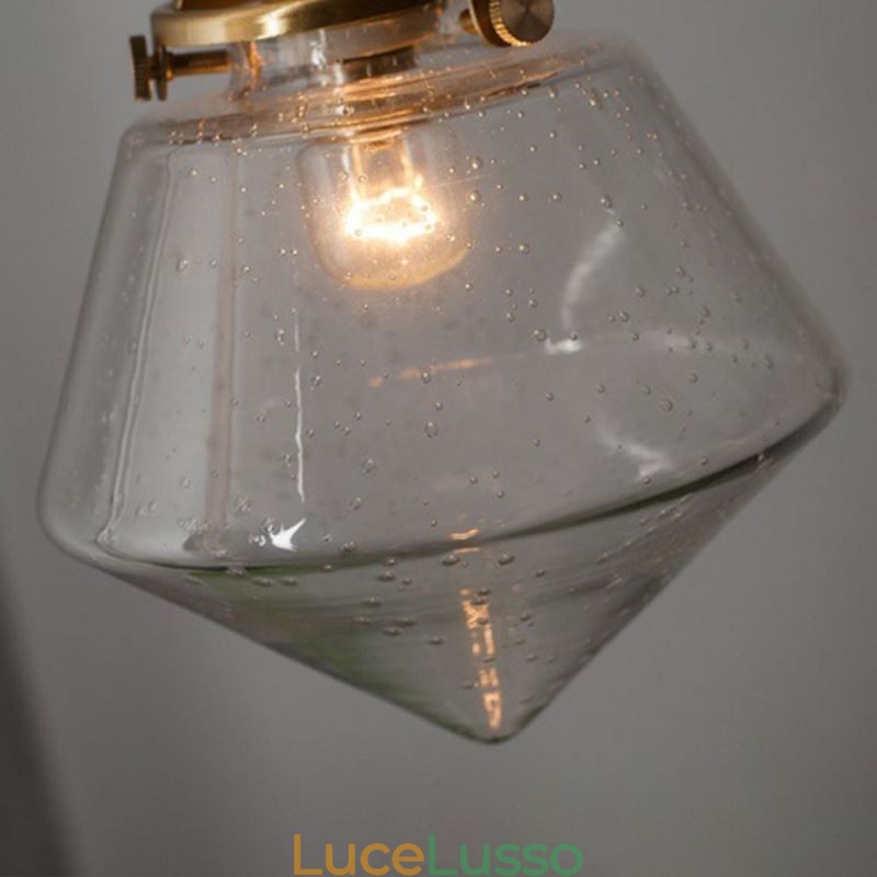 1 lampada a sospensione in vetro a forma di diamante, lampada a bolle in vetro