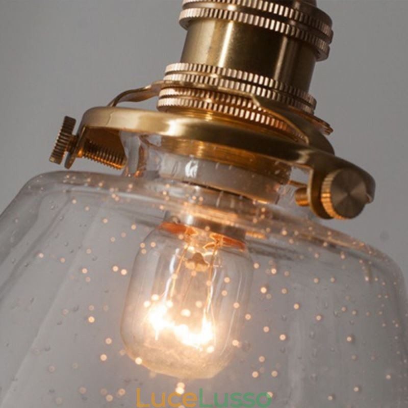 1 lampada a sospensione in vetro a forma di diamante, lampada a bolle in vetro