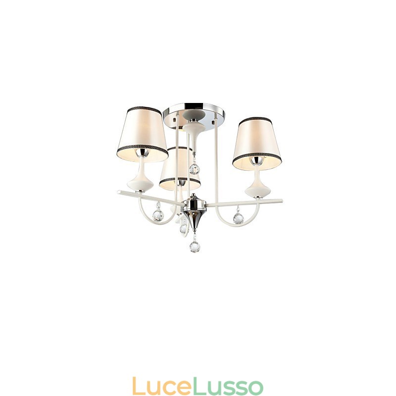 Lampadario moderno contemporaneo in metallo cromato e cristallo