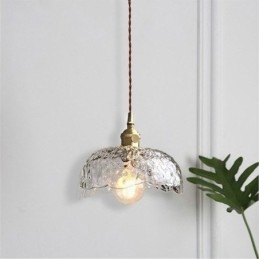 Lampada a sospensione in vetro di ottone irregolare Lampada a soffitto in vetro martellato