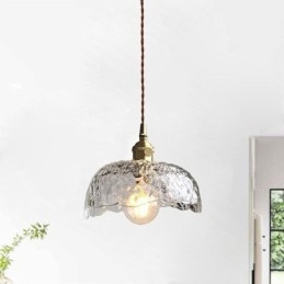 Lampada a sospensione in vetro di ottone irregolare Lampada a soffitto in vetro martellato