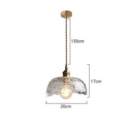 Lampada a sospensione in vetro di ottone irregolare Lampada a soffitto in vetro martellato