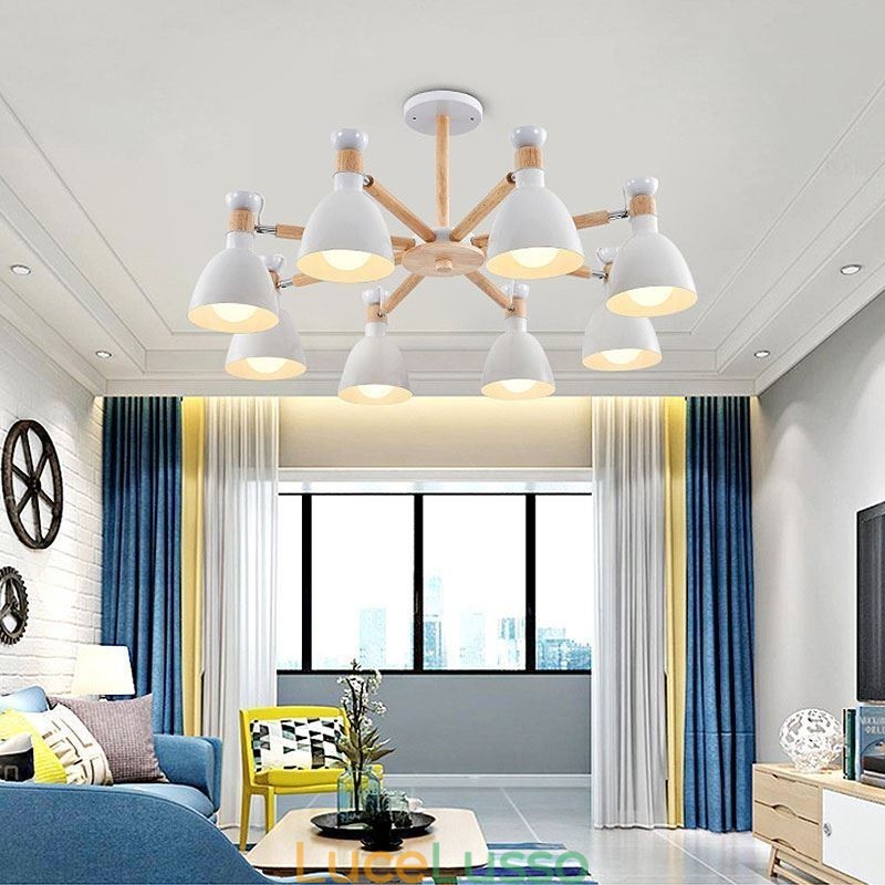 Lampadario a sospensione in legno creativo con macaron nordico