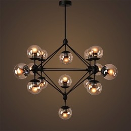 Lampadario 15 luci sfera di vetro luci retrò esterno garage metallo