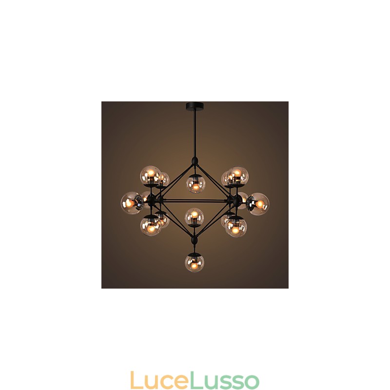 Lampadario 15 luci sfera di vetro luci retrò esterno garage metallo