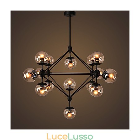 Lampadario 15 luci sfera di vetro luci retrò esterno garage metallo Lampadario 15 luci sfera di vetro luci retrò esterno garage metallo