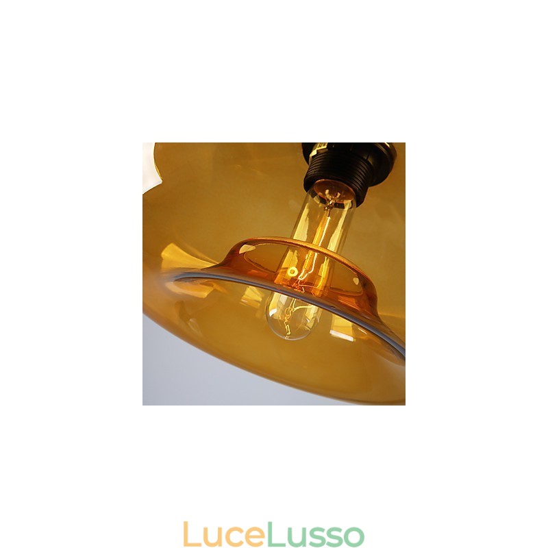 Lampada a sospensione moderna caratteristica a 1 luce con paralume in vetro trasparente