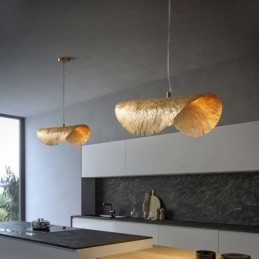 Lampada a sospensione in ottone, moderna e minimalista, lampada da soffitto a forma di foglia di loto