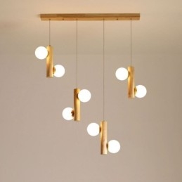 Lampada a sospensione in legno Magic Bean Cluster Lampada da soffitto Isola